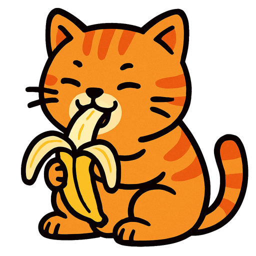 muz yiyen kedi.
In-Game asset.  2d.  High contrast.  No shadows