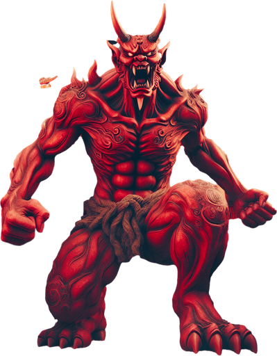 ancient japan oni red monster stand scary rage