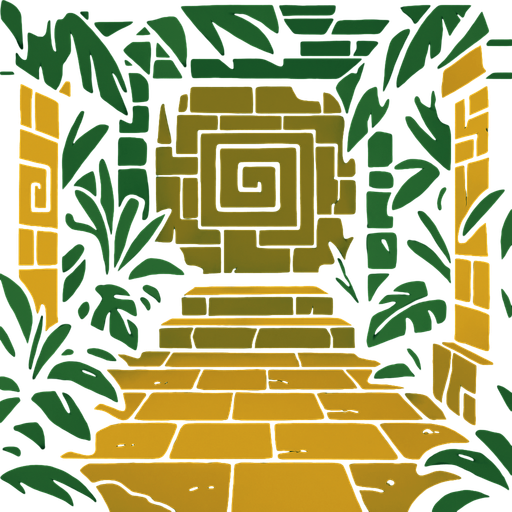 The background for the inside of an ancient jungle temple.
In-Game asset.  2d.  High contrast.  No shadows