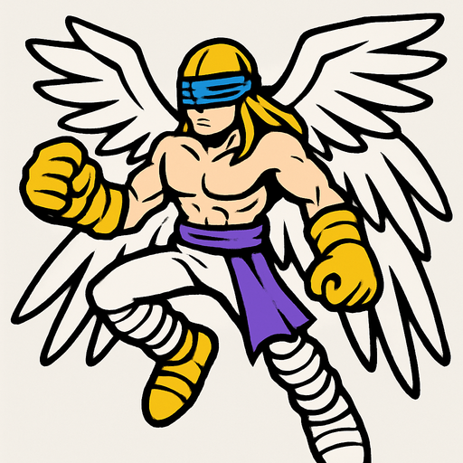 Angemon.
In-Game asset.  2d.  High contrast.  No shadows