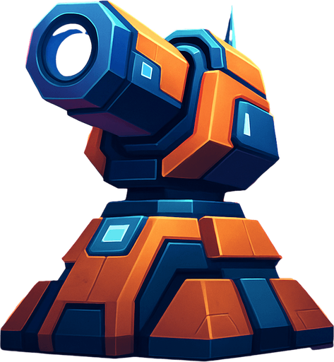 Front-facing icon, Fullscreen modern App Store art style with futuristic tower defense, 16:9, high definition.  No text captions!