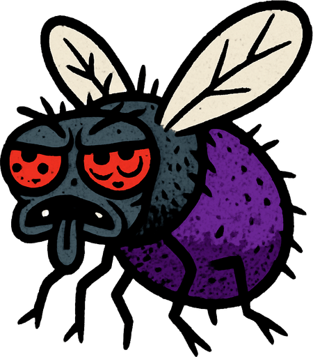 çirkin ve sevimsiz kara sinek mor renkli bir kısmı.
In-Game asset.  2d.  High contrast.  No shadows