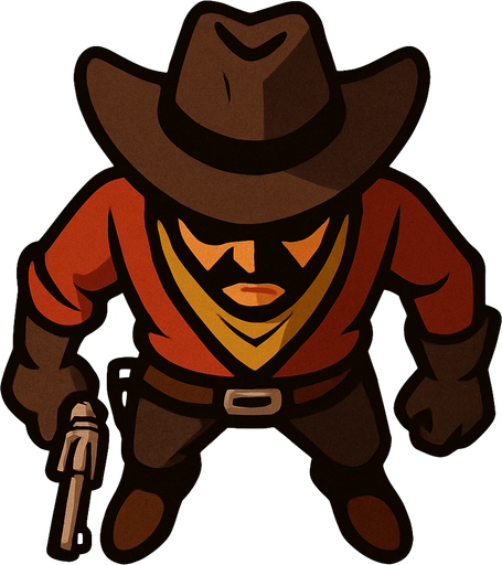 Top view enemy cowboy.
In-Game asset.  2d.  High contrast.  No shadows