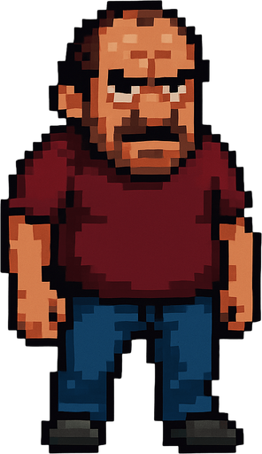 bad regular casual middle aged man full body 2d pixel art.
In-Game asset.  2d.  High contrast.  No shadows