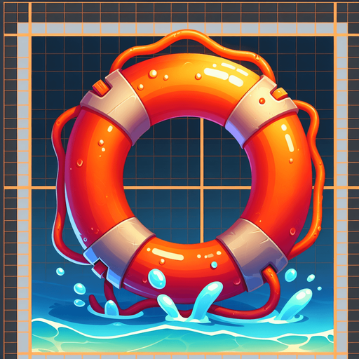 orange life rings asset that revive from water.
Single Game Texture.  In-Game asset.  2d.  Blank background.  High contrast.  No shadows