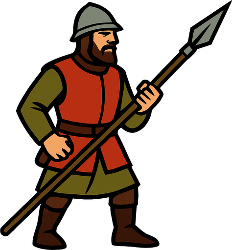 Mızraklı piyade asker.
In-Game asset.  2d.  High contrast.  No shadows