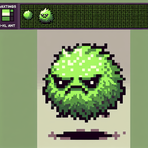 pixel art of a floating grinch monster . Single Game Texture. In-Game asset. 2d. Blank background. High contrast. No shadows.