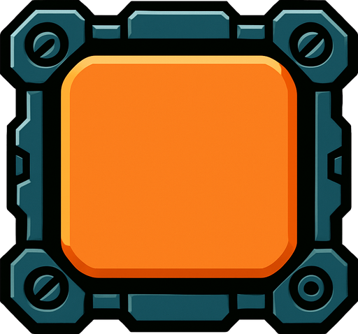 boton con contorno mecanico.
In-Game asset.  2d.  High contrast.  No shadows