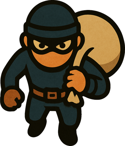 topdown thief.
In-Game asset.  2d.  High contrast.  No shadows
