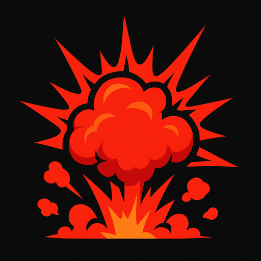red explosion.
In-Game asset.  2d.  High contrast.  No shadows