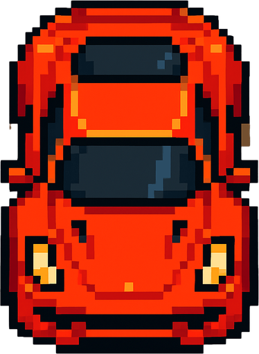 Pixel art spor araba kus bakışı.
In-Game asset.  2d.  High contrast.  No shadows