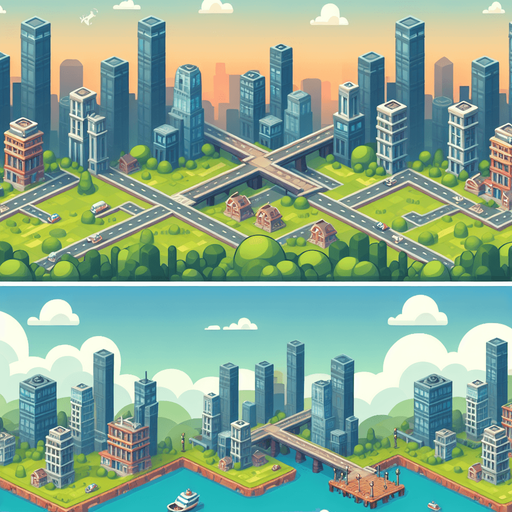 fundo da cidade.
Single Game Texture. In-Game asset. 2d. Blank background. High contrast. No shadows.