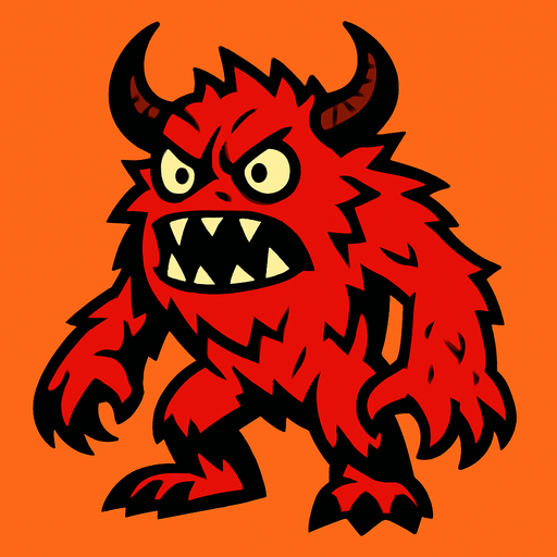 Red wild  monster.
In-Game asset.  2d.  High contrast.  No shadows