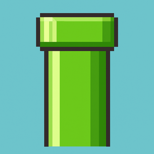 Flappy Bird Oyunundaki boru.
In-Game asset.  2d.  High contrast.  No shadows