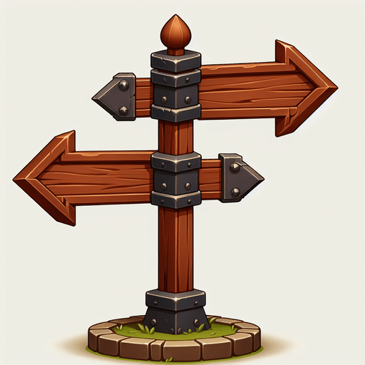 Cartel medieval con forma de flecha hacia la derecha.
Single Game Texture.  In-Game asset.  2d.  Blank background.  High contrast.  No shadows