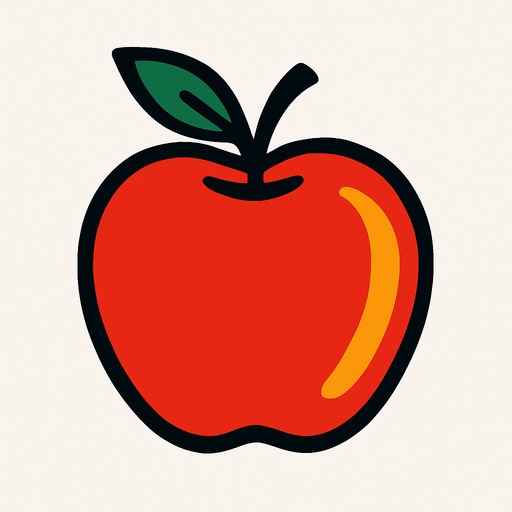 An apple.
2d.  High contrast.  No shadows