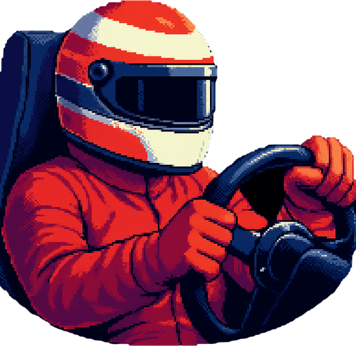 He wear formula1 helmet and red clothing and the seat is little bit longer