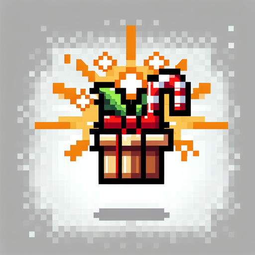 pixelart. chistmas present. powerup. game art Single Game Texture. In-Game asset. 2d. Blank background. High contrast. No shadows.