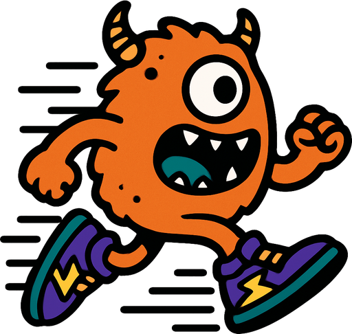 Monster with very fast shoes.
In-Game asset.  2d.  High contrast.  No shadows