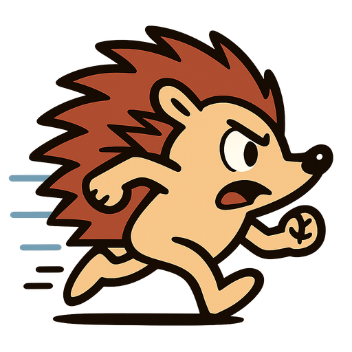 hedgehog running fast meme.
In-Game asset.  2d.  High contrast.  No shadows