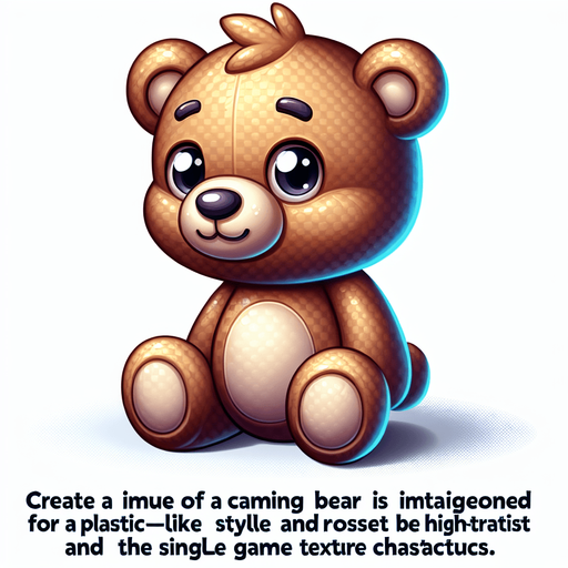 Reimagine the cute teddy bear sitting without background. Plastic style Single Game Texture. In-Game asset. 2d. Blank background. High contrast. No shadows.
