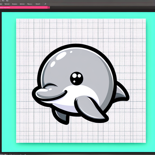 Tender dolphin.
Single Game Texture.  In-Game asset.  2d.  Blank background.  High contrast.  No shadows