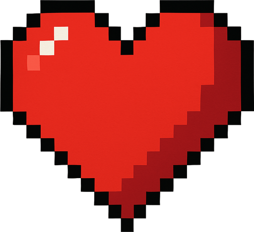 Has un corazón píxel art.
In-Game asset.  2d.  High contrast.  No shadows