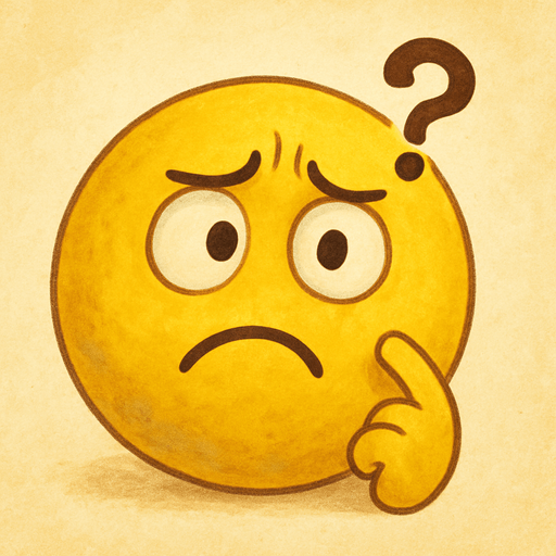 A clever yellow round ball with a yellow confused expression