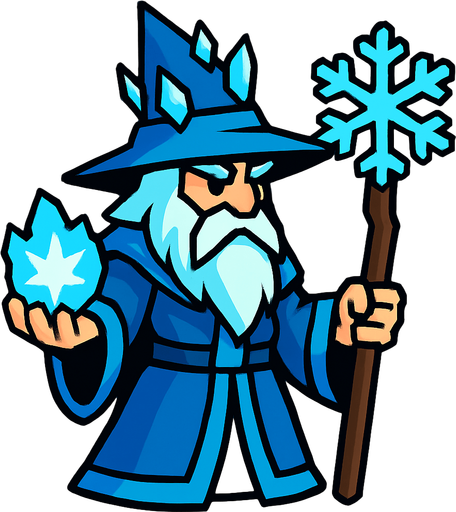 2d in game asset ice wizard.
In-Game asset.  2d.  High contrast.  No shadows