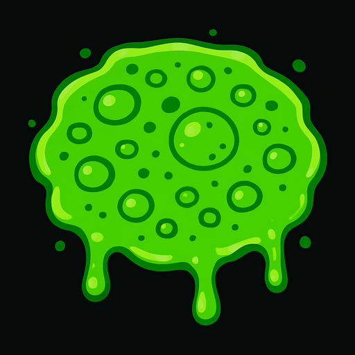 Poisonous green circular saliva. 2D. Top View..
In-Game asset.  2d.  High contrast.  No shadows