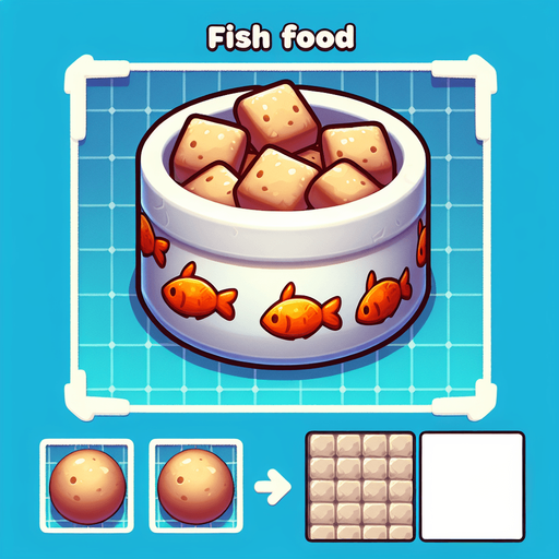 fish food.
Single Game Texture. In-Game asset. 2d. Blank background. High contrast. No shadows.
