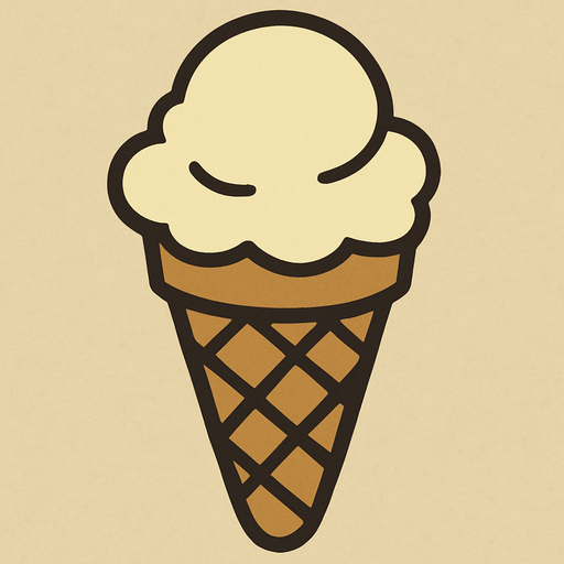 Ice cream cone in professor Layton game style artwork.
In-Game asset.  2d.  High contrast.  No shadows