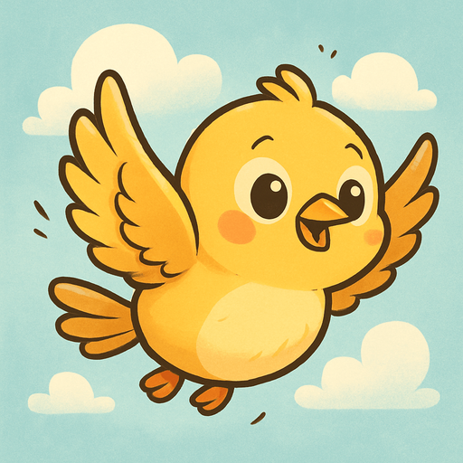 cute lil bird flying cartoon style