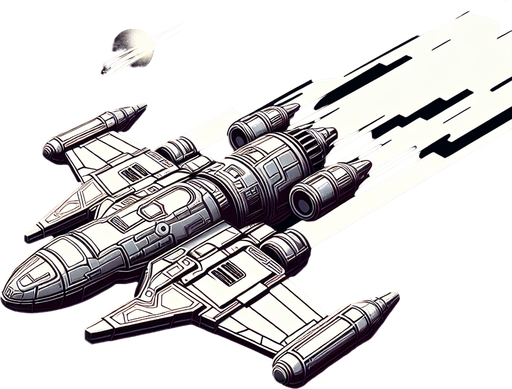 space ship facing upwards
Single Game Texture. In-Game asset. 2d. Blank background. High contrast. No shadows.