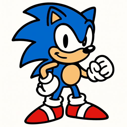 sonic.
In-Game asset.  2d.  High contrast.  No shadows