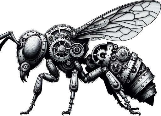 A mechanical wasp.
Single Game Texture. In-Game asset. 2d. Blank background. High contrast. No shadows.
