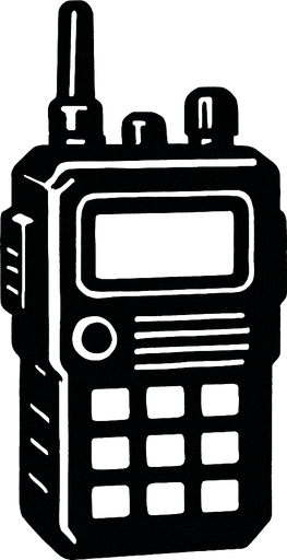 black walkie talkie.
In-Game asset.  2d.  High contrast.  No shadows