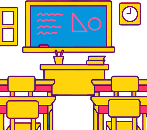 fond d'écran classe de cours.
In-Game asset.  2d.  High contrast.  No shadows