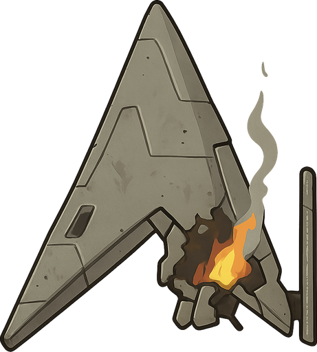 space ship. Space ship that’s broken down. No background. Transparent background. Blank background. No shadows. 2d. In-Game asset. flat
