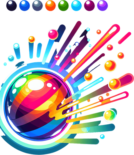 Multi colored laser ball. Bubble shooter game. Powerup ball.
Single Game Texture. In-Game asset. 2d. Blank background. High contrast. No shadows.