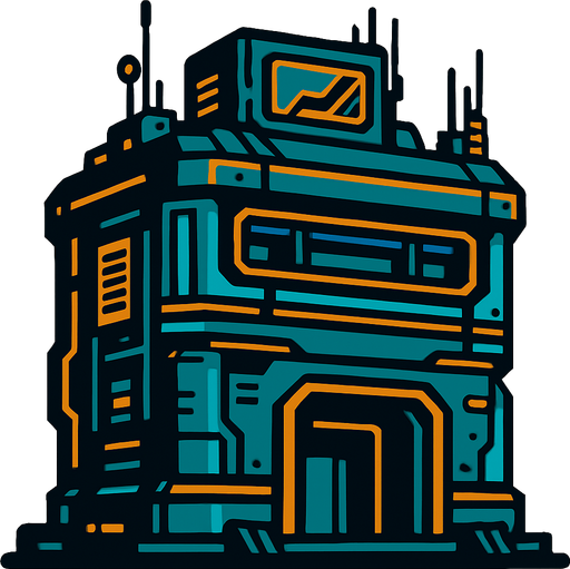 Hi-Teck buikding.
In-Game asset.  2d.  High contrast.  No shadows