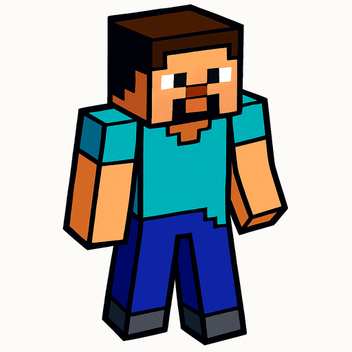 minecraft steve.
In-Game asset.  2d.  High contrast.  No shadows