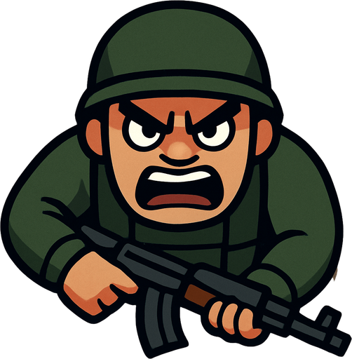 Yukardan bakış asker ve yüz ekle sinirli.
In-Game asset.  2d.  High contrast.  No shadows