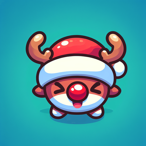 rudolf the red nose raindeer Single Game Texture. In-Game asset. 2d. Blank background. High contrast. No shadows.