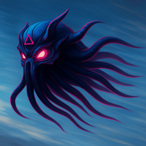 Suspended midair, flying fast, tentacles behind, fully in frame no edges cut off