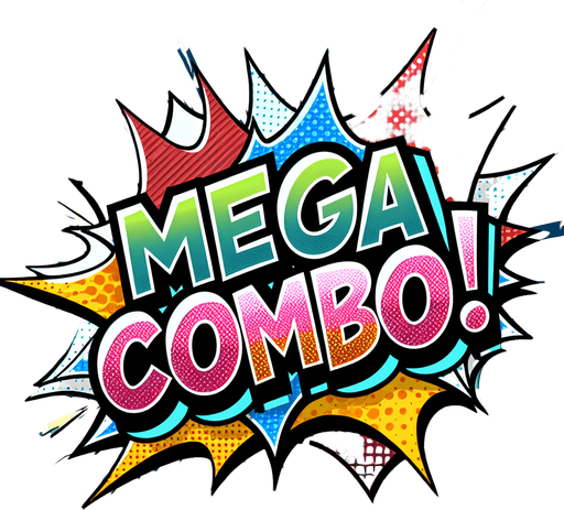text popup "MEGA COMBO!"..
comics style
