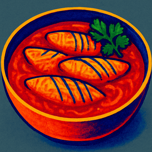 A bowl of fish curry.