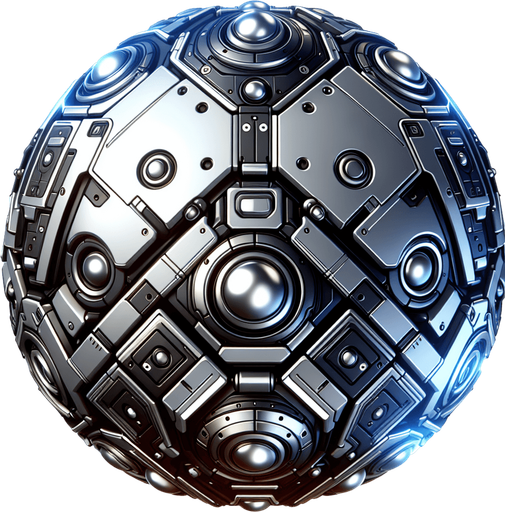 robotic and shiny balls.
Single Game Texture.  In-Game asset.  2d.  Blank background.  High contrast.  No shadows