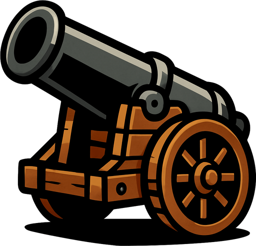 Un cañón.
In-Game asset.  2d.  High contrast.  No shadows
