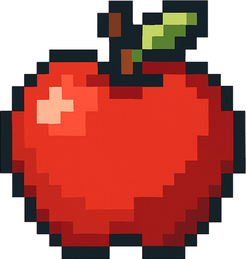 pixel art 2d apple.
In-Game asset.  2d.  High contrast.  No shadows